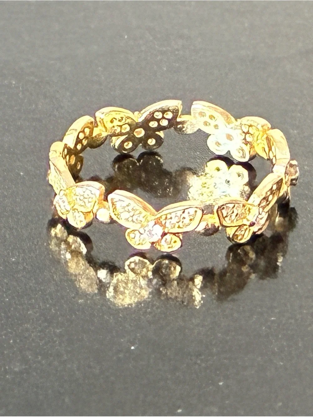 Sterling Silver 925 Infinity butterfly Gold Tone Ring Sz 7